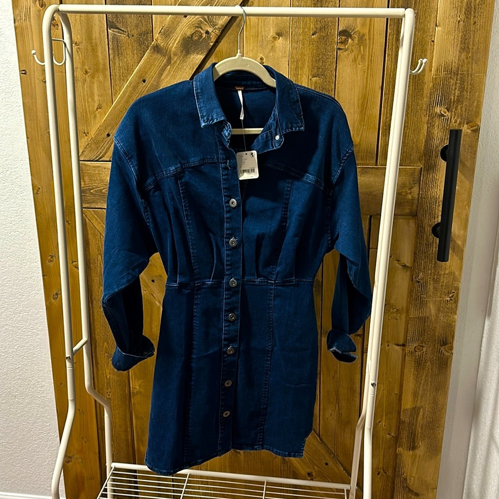 Amber Denim Dress in Dark Indigo, Free People NWT, size 2